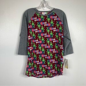 NWT LuLaRoe x Disney Kermit The Frog Randy Baseball Tee 3/4 Sleeve Shirt Large‎
